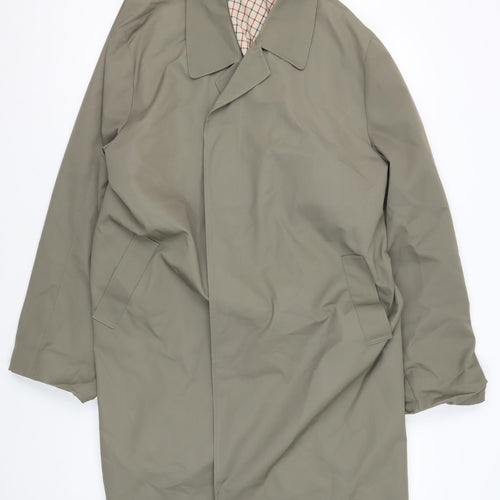 Men's Green Polyester Overcoat, Size 48