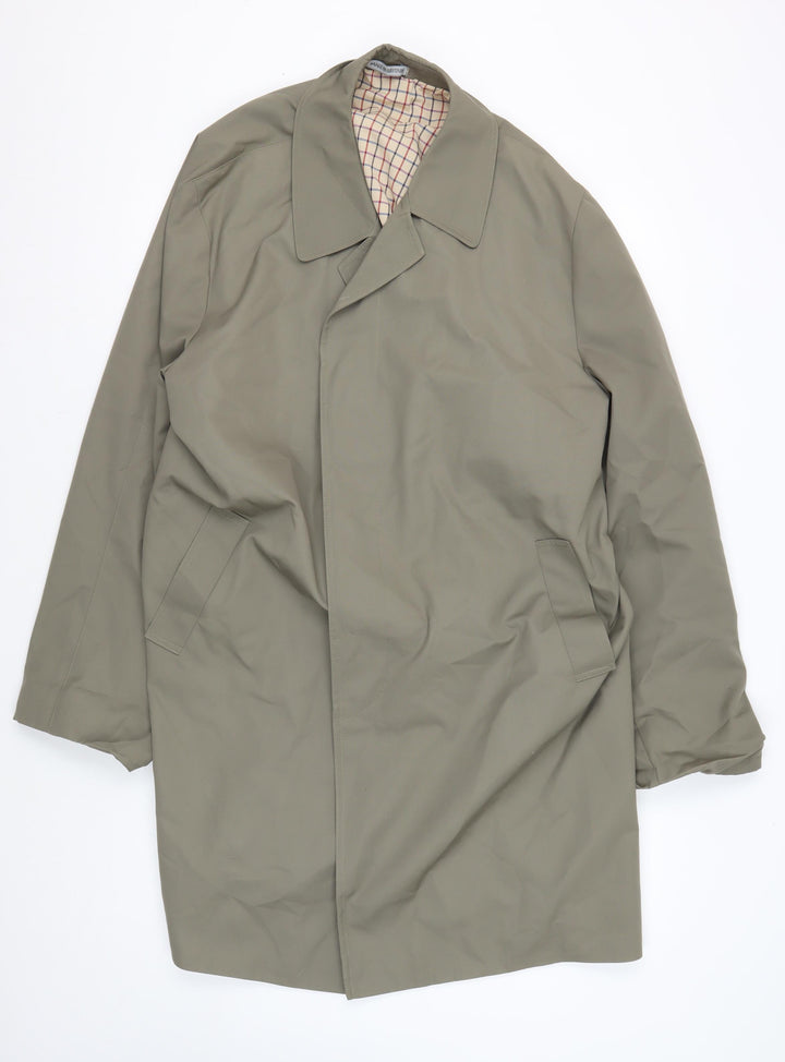 Men's Green Polyester Overcoat, Size 48