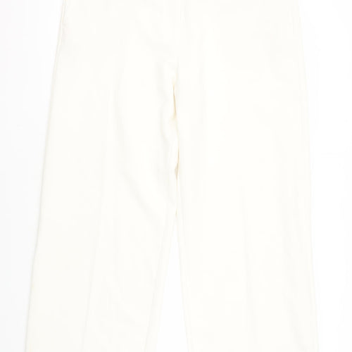 Marks and Spencer Women's Ivory Wide-Leg Trousers, Size 16