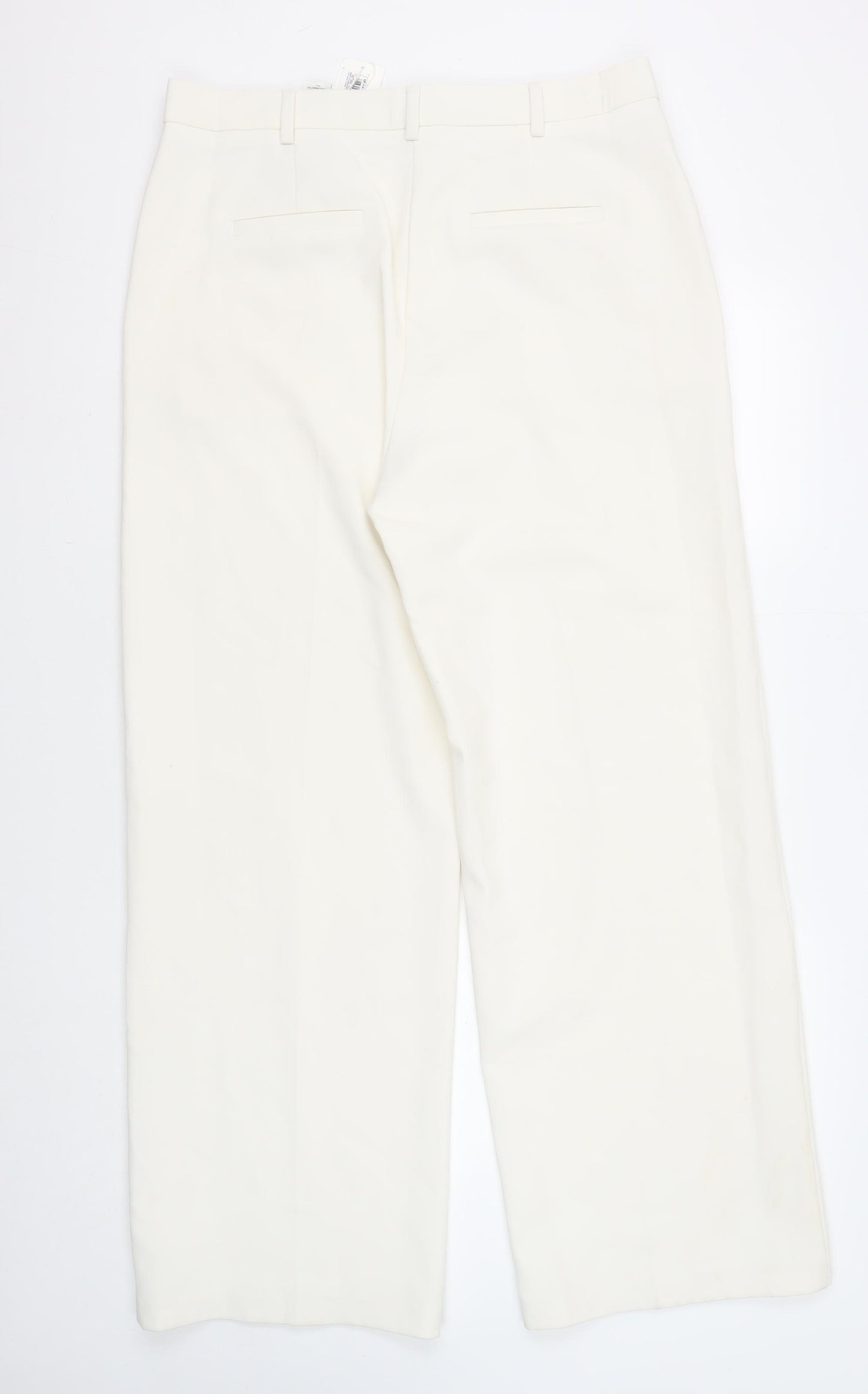 Marks and Spencer Women's Ivory Wide-Leg Trousers, Size 16