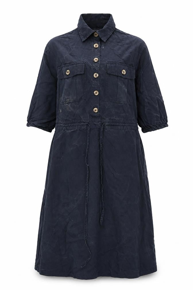 Front view of French Connection Women's Blue Modal Shirt Dress M