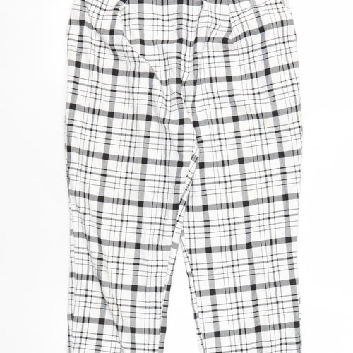 Stradivarius Women's White Plaid Skinny Trousers S