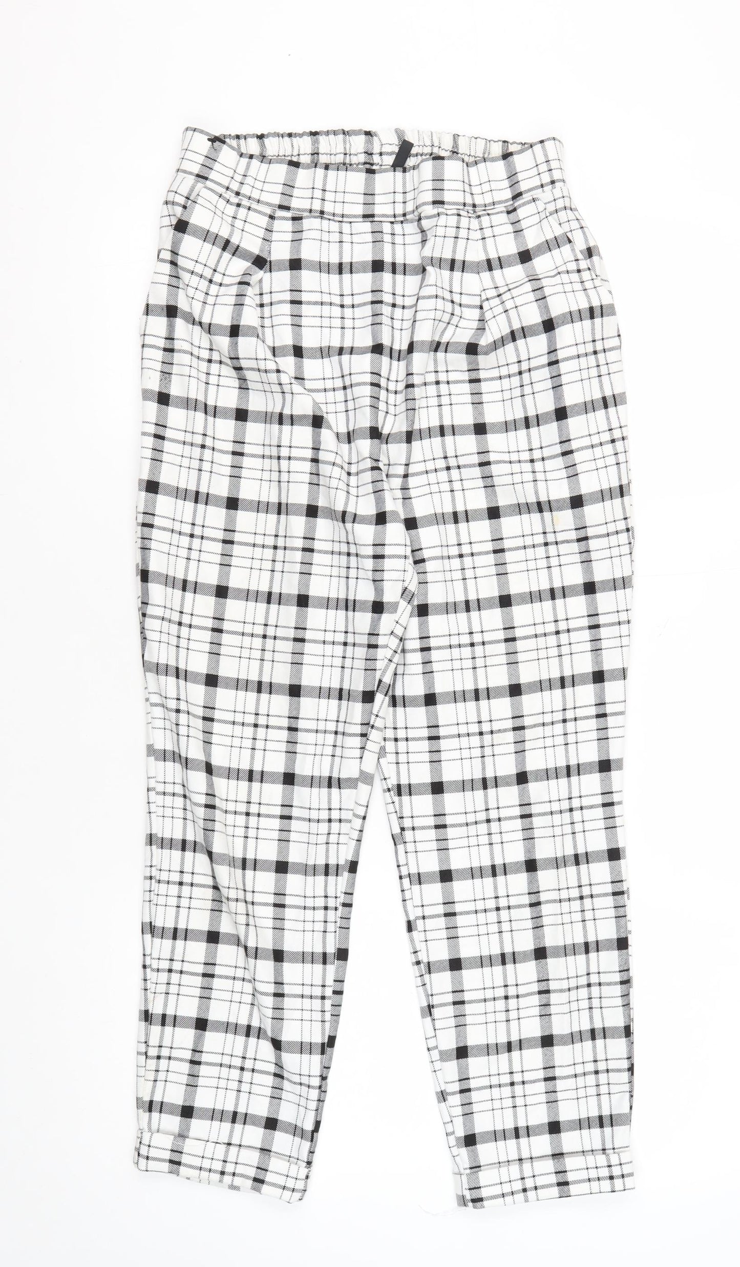Stradivarius Women's White Plaid Skinny Trousers S