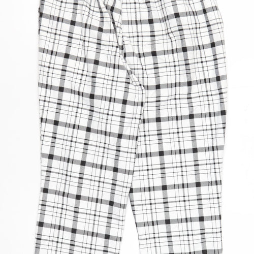 Stradivarius Women's White Plaid Skinny Trousers S