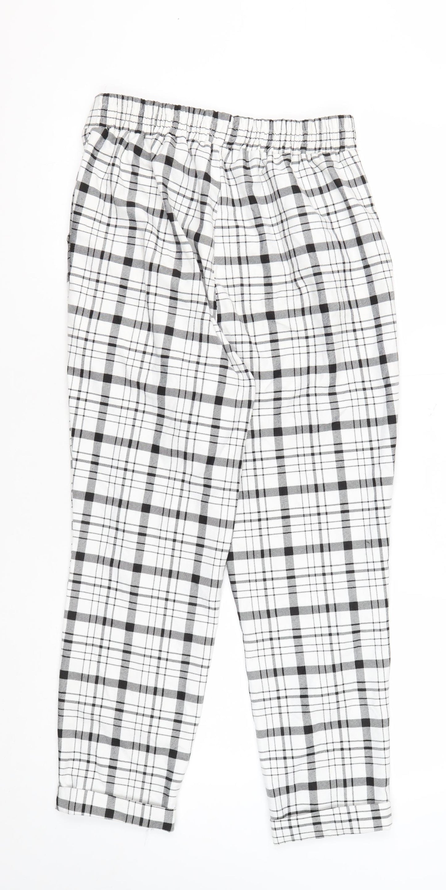 Stradivarius Women's White Plaid Skinny Trousers S