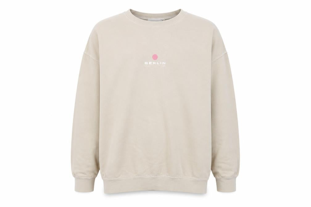 Front view of Topman Beige Men's Pullover Sweatshirt S