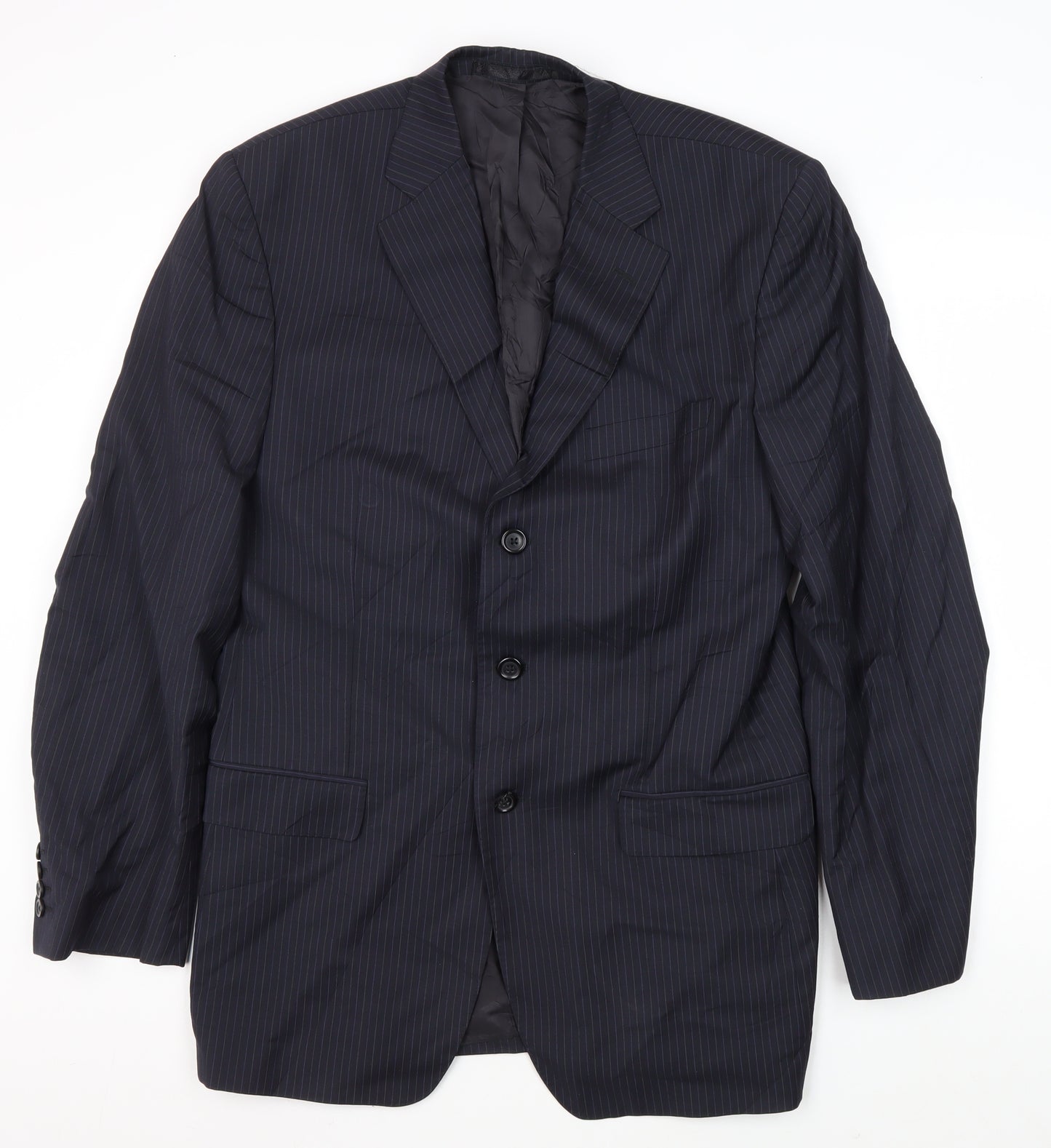 Jaeger Men's Blue Striped Suit Jacket 42L