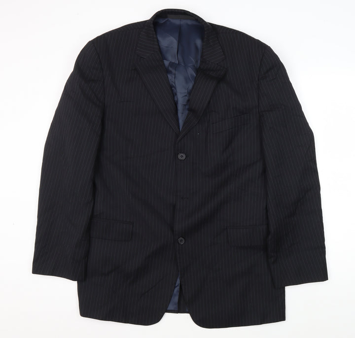 Marks and Spencer Men's Black Striped Suit Jacket 42R
