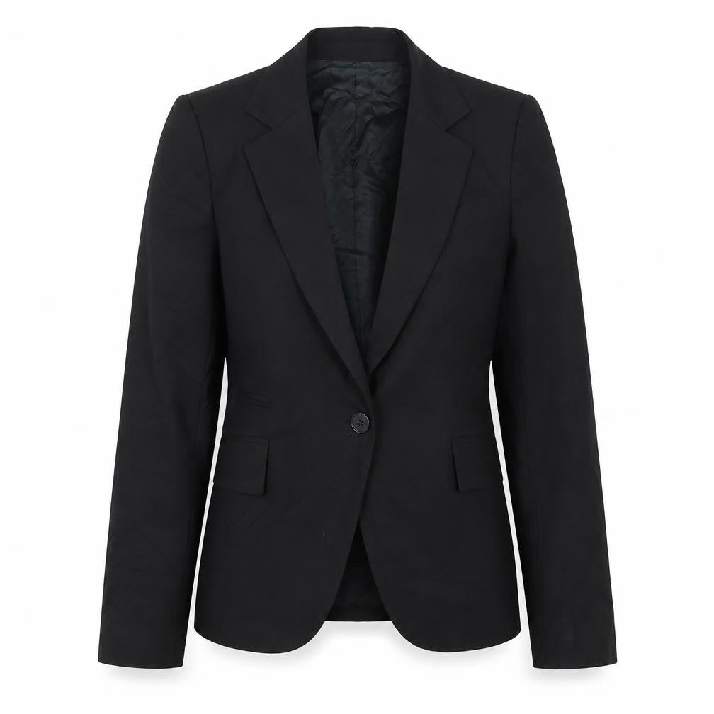Front view of Zara Women's Black Blazer, size 10, Single-Breasted Lined