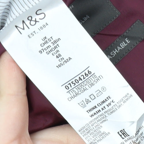 Marks and Spencer Men's Grey Blazer, 38 Short Length