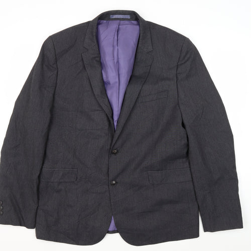 Marks and Spencer Men's Grey Blazer, Size 44R Super-Slim