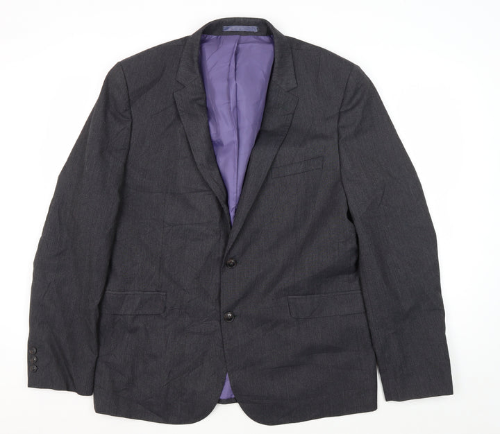 Marks and Spencer Men's Grey Blazer, Size 44R Super-Slim