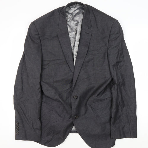Next Men's Grey Wool Blazer, 42R Formal, Elegant