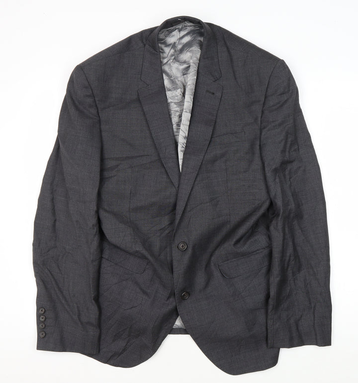 Next Men's Grey Wool Blazer, 42R Formal, Elegant