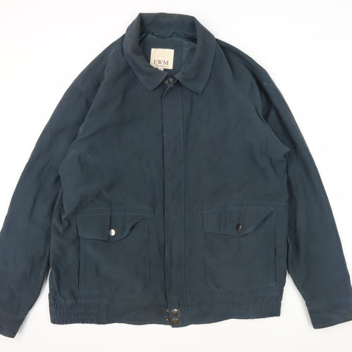 EWM Men's Blue Jacket - Large, Polyester Zip Style