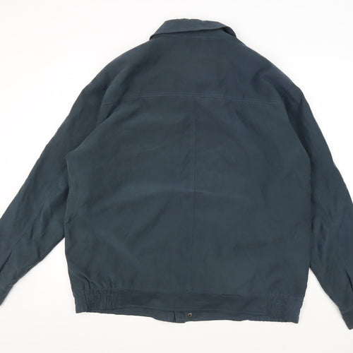 EWM Men's Blue Jacket - Large, Polyester Zip Style