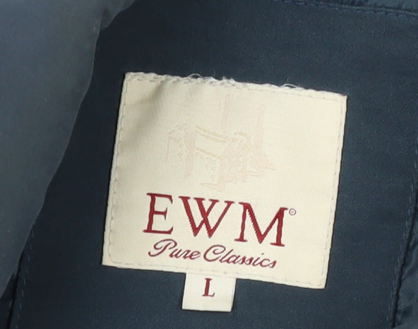 EWM Men's Blue Jacket - Large, Polyester Zip Style