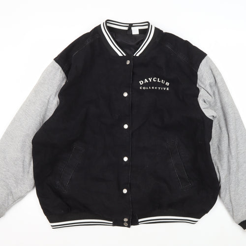 H&M Men's Black Varsity Jacket, Lined, Size L