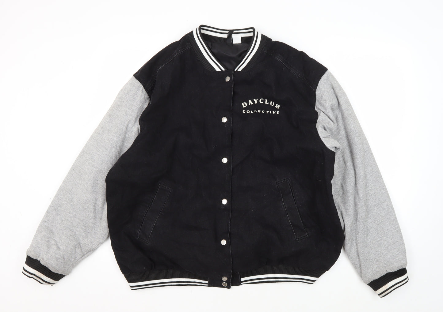 H&M Men's Black Varsity Jacket, Lined, Size L