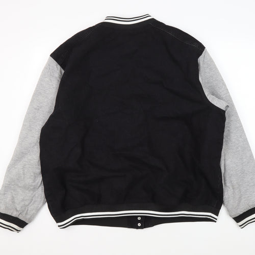 H&M Men's Black Varsity Jacket, Lined, Size L