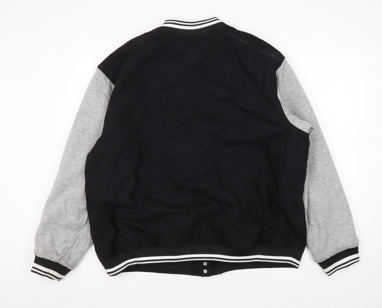 H&M Men's Black Varsity Jacket, Lined, Size L