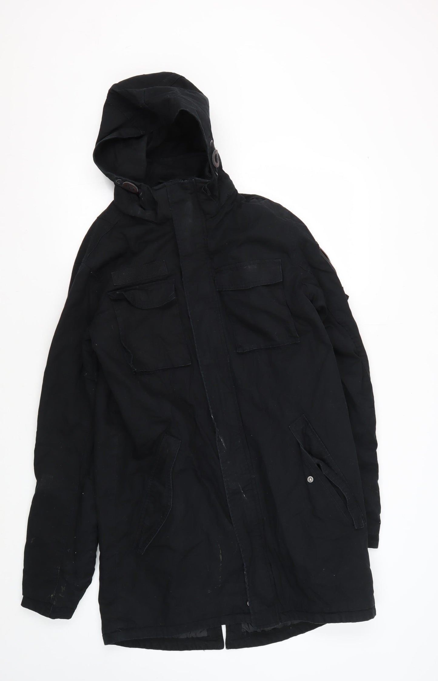 H&M Women's Black Parka Jacket Size 12