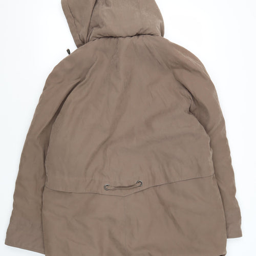 Klass Women’s Brown Parka Coat, Size M, Hooded & Pockets