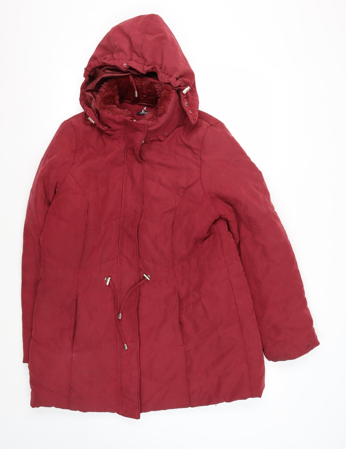 Roman Women's Red Puffer Jacket, Size 14, Hooded