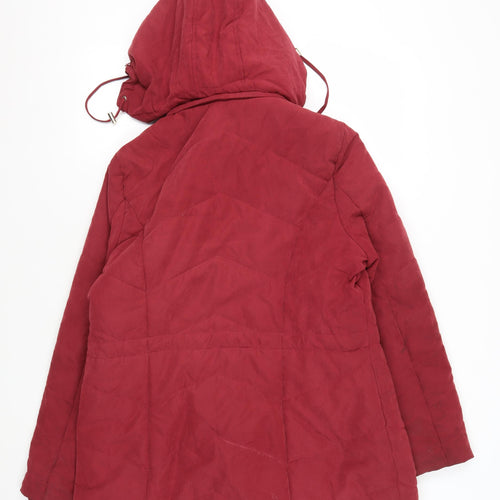 Roman Women's Red Puffer Jacket, Size 14, Hooded