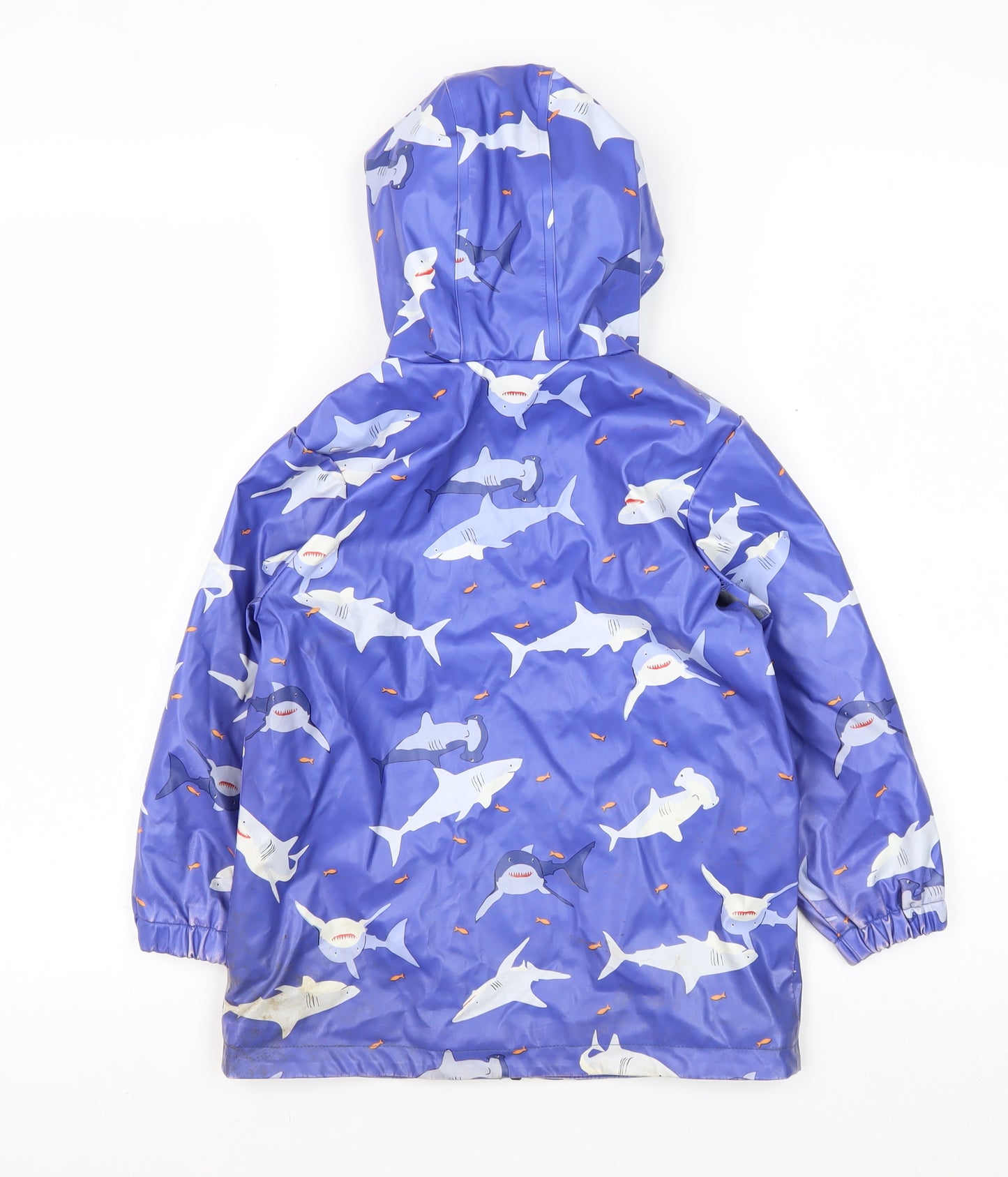 Joules Boys Blue Shark Print Rain Coat Size 5 Years
