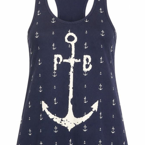 Paul's Boutique Women's Blue Anchor Tank Top, Size S
