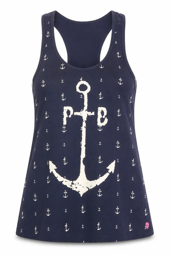 Paul's Boutique Women's Blue Anchor Tank Top, Size S