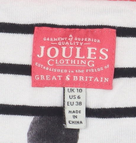 Joules Women's Striped T-Shirt, Size 10, White, Casual