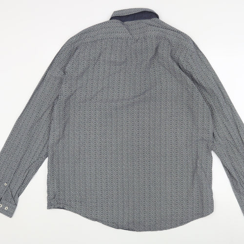 Next Men's Blue 2XL Geometric Dress Shirt