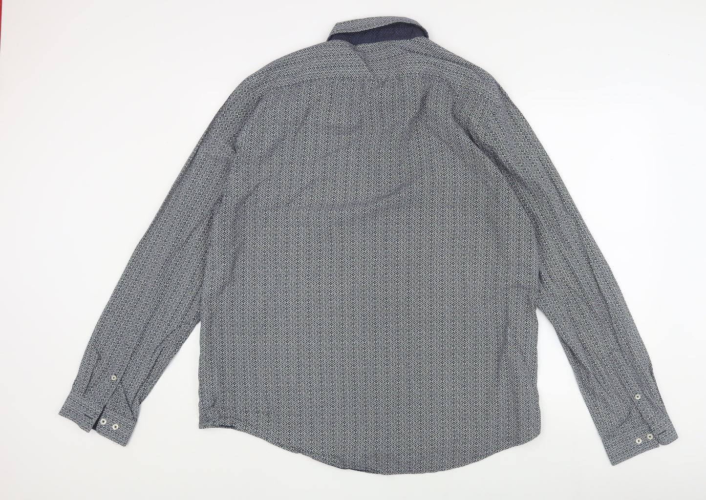 Next Men's Blue 2XL Geometric Dress Shirt