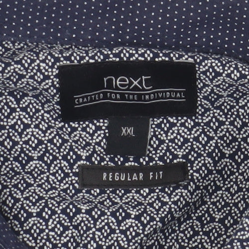 Next Men's Blue 2XL Geometric Dress Shirt