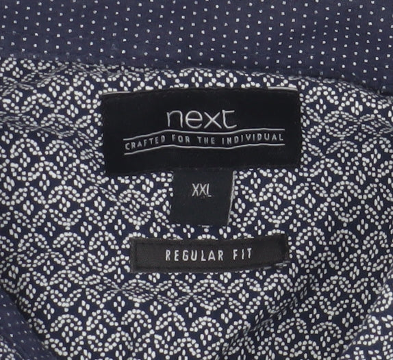 Next Men's Blue 2XL Geometric Dress Shirt