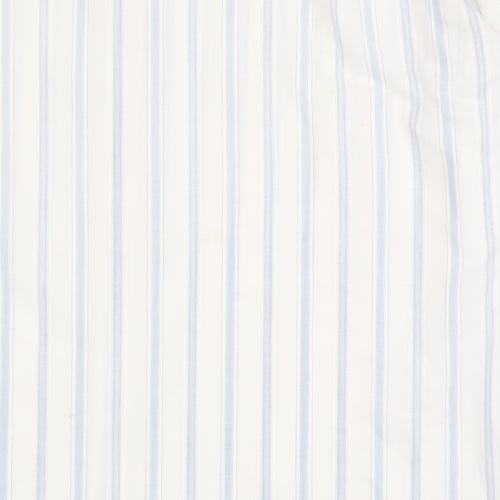 St Michael Men's White Long Sleeve Striped Dress Shirt