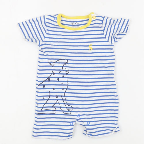 Joules Unisex Romper 0-3 Months Blue Striped Cotton Animal