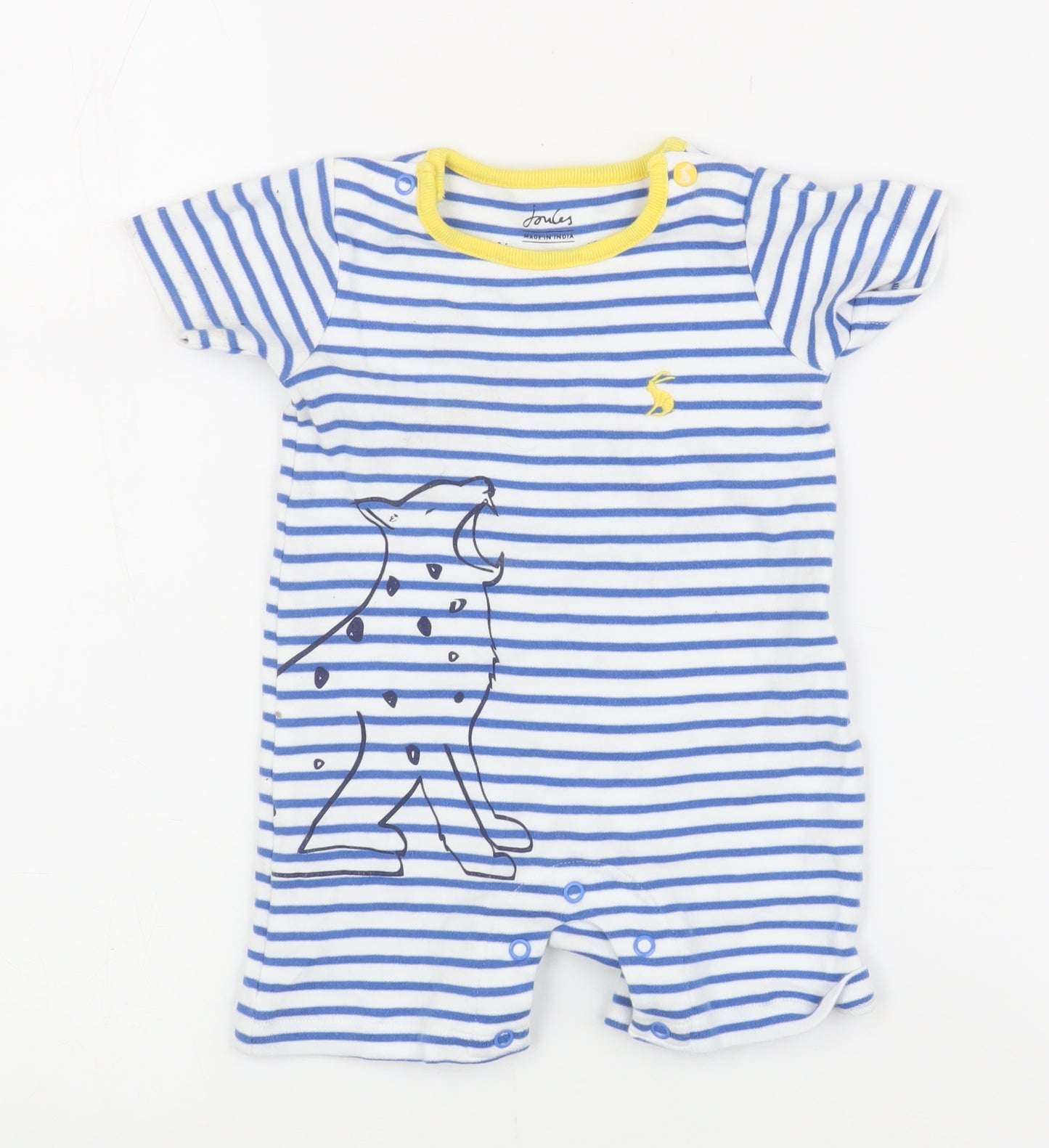 Joules Unisex Romper 0-3 Months Blue Striped Cotton Animal