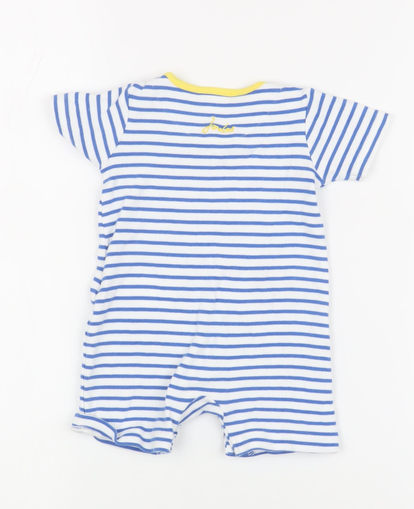 Joules Unisex Romper 0-3 Months Blue Striped Cotton Animal