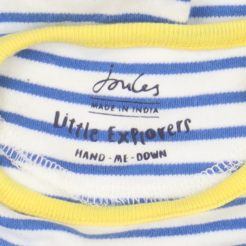 Joules Unisex Romper 0-3 Months Blue Striped Cotton Animal