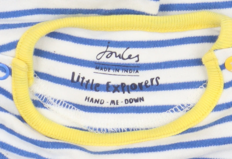Joules Unisex Romper 0-3 Months Blue Striped Cotton Animal