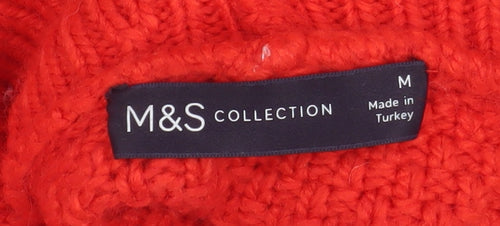 Marks and Spencer Women's Red Roll Neck Jumper M
