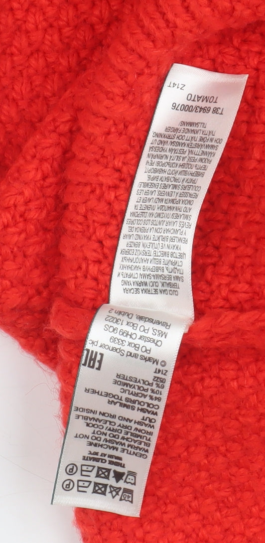 Marks and Spencer Women's Red Roll Neck Jumper M