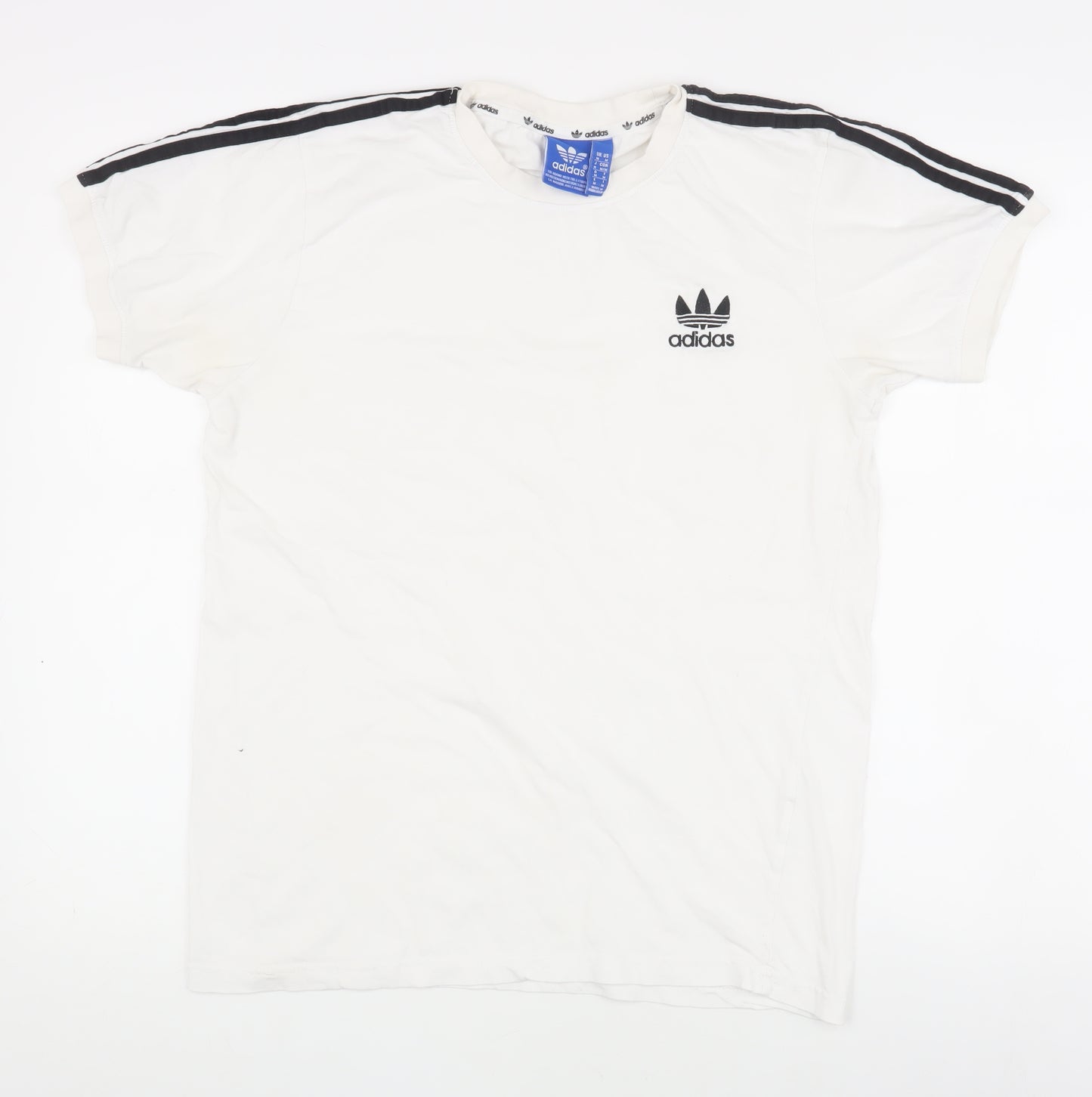Adidas White Cotton T-Shirt, Medium, Unisex, Crew Neck