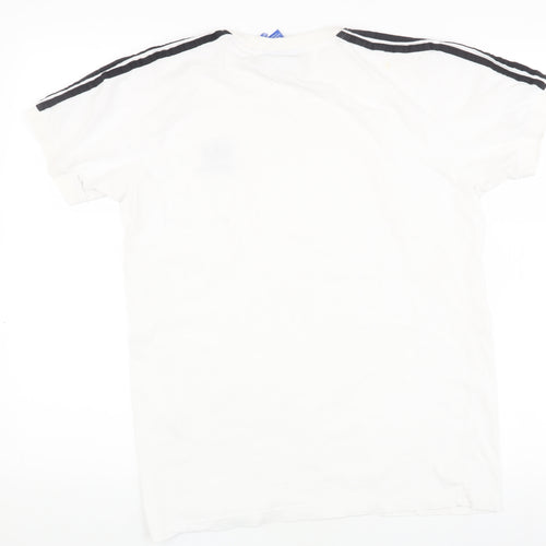 Adidas White Cotton T-Shirt, Medium, Unisex, Crew Neck