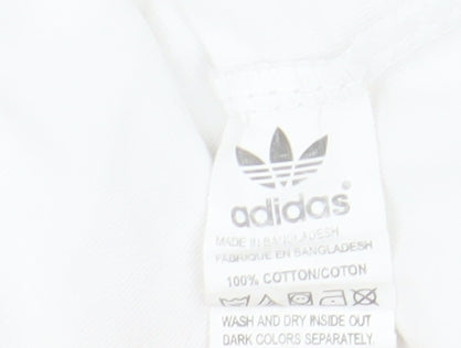 Adidas White Cotton T-Shirt, Medium, Unisex, Crew Neck