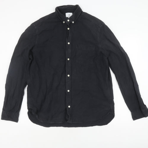 H&M Men's Black Regular Fit Button-Down Shirt L