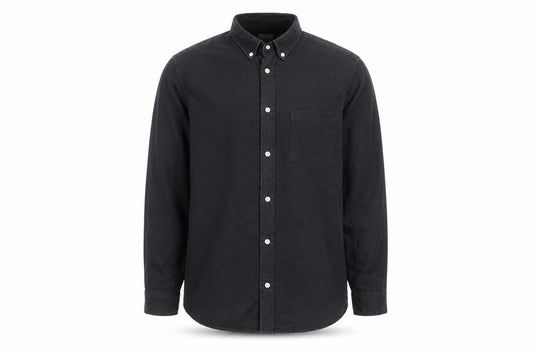 Front view of H&M Men's Black Regular Fit Button-Down Shirt L